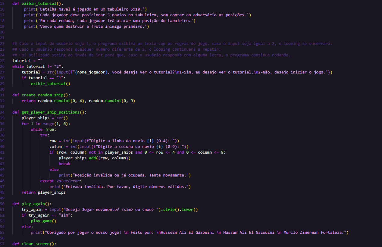 print de uma parte do código do jogo de Jokenpo
